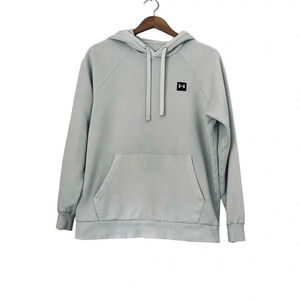 Under Armour Men Hoodie Sz M Light Gray Kangaroo Pocket Loose Heat Gear Sporty